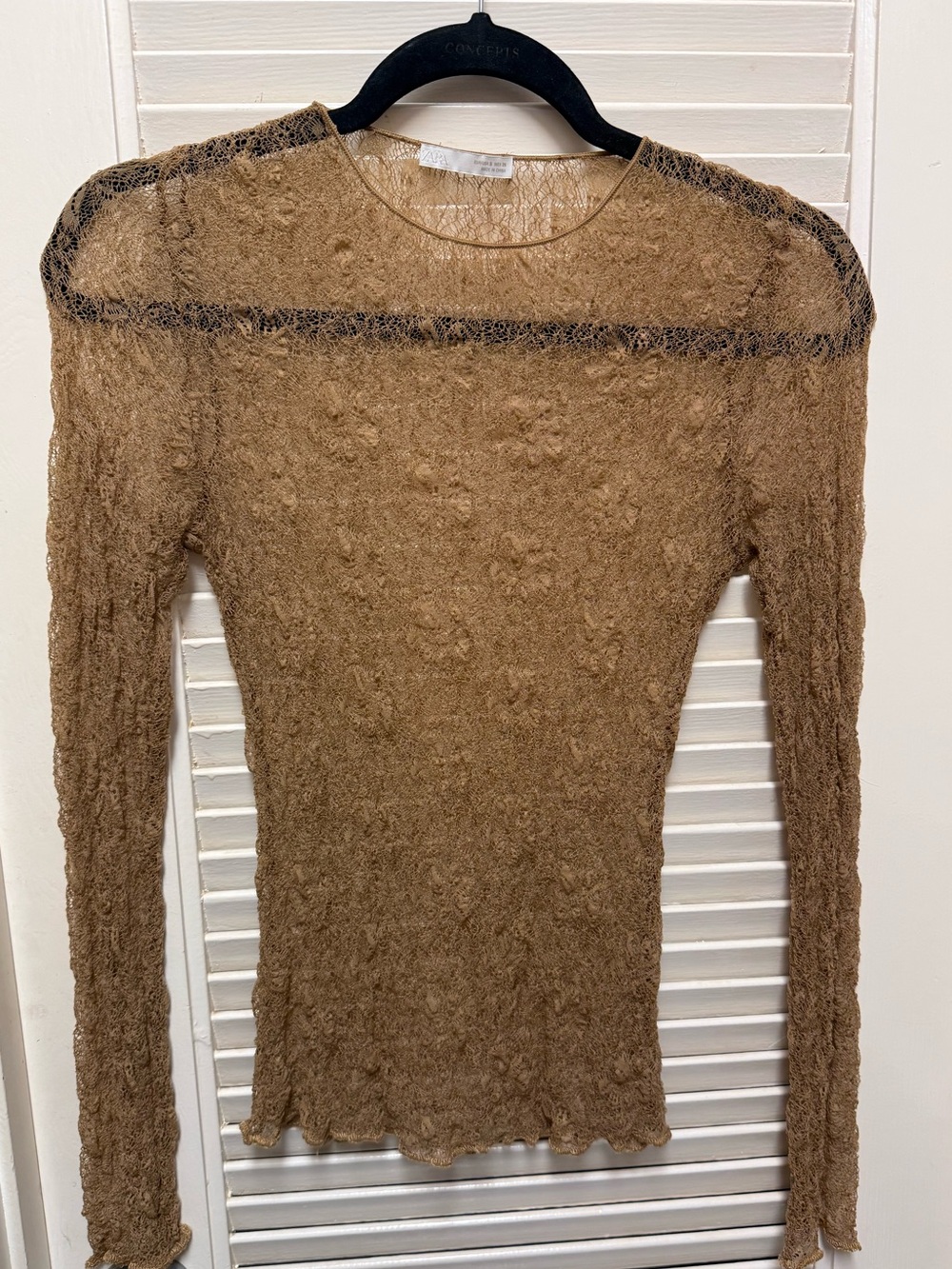 Lightweight Sheer Brown Long-Sleeve
